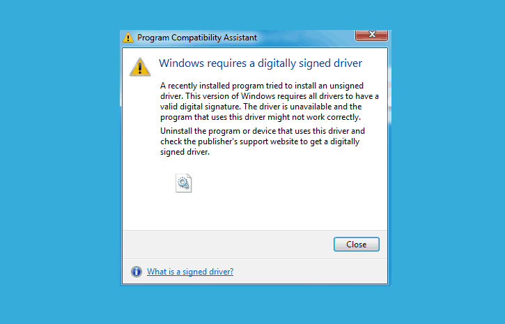 digitally signed driver is required win 10